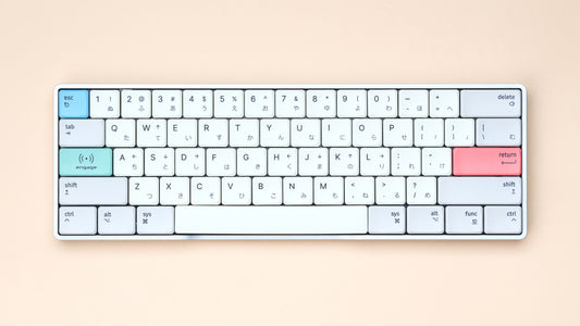 Rechteck compact wireless 60% mechanical keyboard with MBK Engage Light keycaps, top view