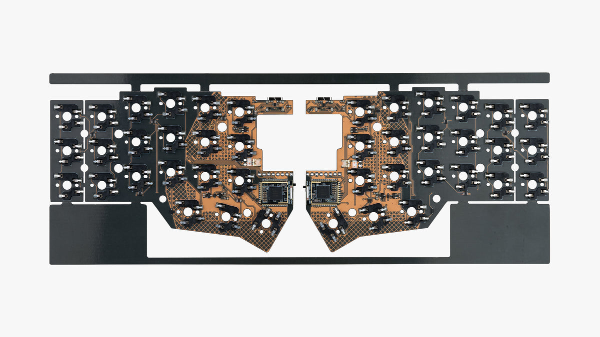 wireless PCB with black FR4 and clear solder mask