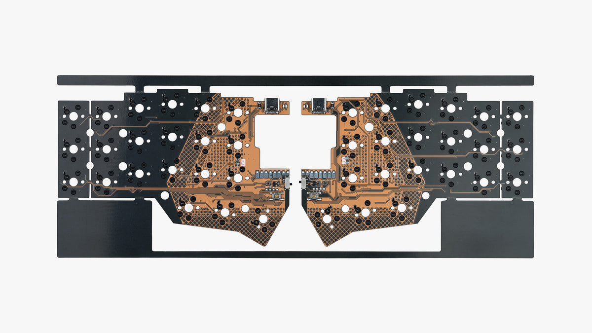 front view of wireless PCB with black fr4 and clear solder mask
