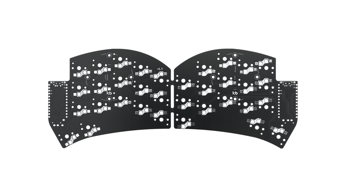 Black Ferris Sweep LP PCB with diode-less design and Kailh Choc hotswap support